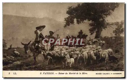 Cartes postales P Vaysson Retour du marche de la Mure Musee Calvet Avignon Ane Mule