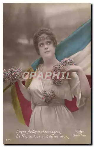 Ansichtskarte AK Fantaisie Femme Drapeau