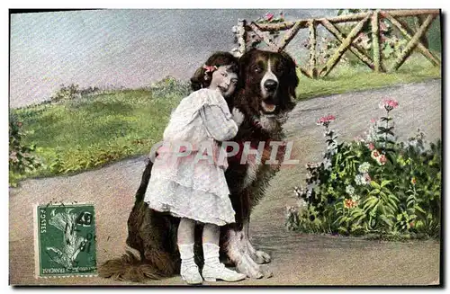 Cartes postales Fantaisie Enfant Chien