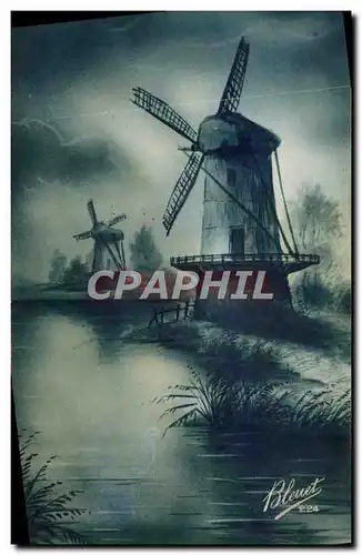 Cartes postales Fantaisie Moulin a vent