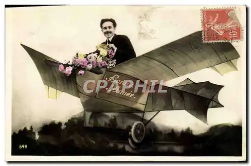 Cartes postales Fantaisie Homme Avion