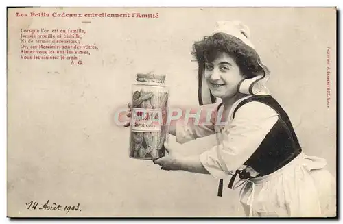 Cartes postales Fantaisie Femme Les petits cadeaux entretiennent l&#39amitie Cornichons