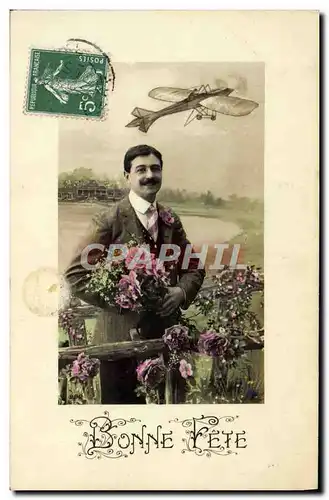 Cartes postales Fantaisie Homme Avion