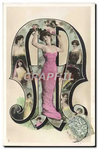 Cartes postales Fantaisie Femme Lettre M