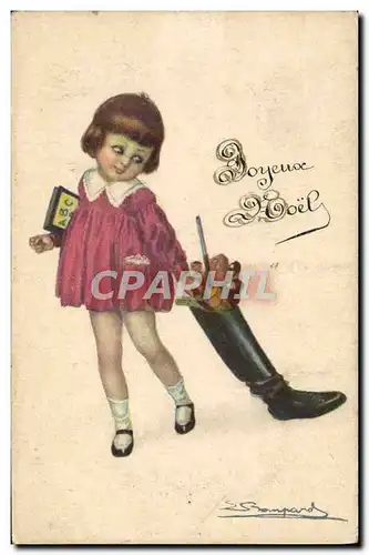 Cartes postales Fantaisie Enfant Botte Poup�es Illustrateur Bompard