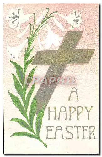 Cartes postales Fantaisie Paques Croix Fleurs