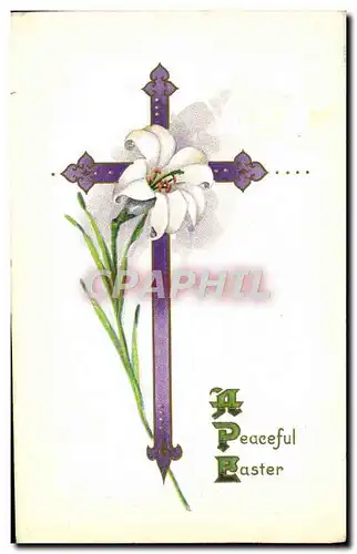 Cartes postales Fantaisie Fleurs Croix Paques
