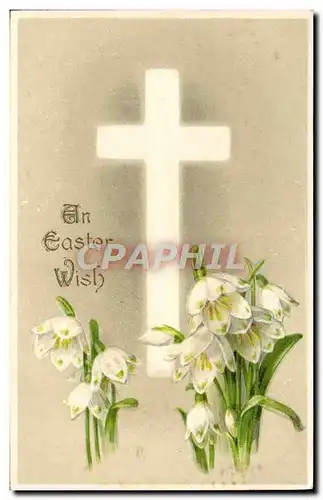 Cartes postales Fantaisie Fleurs Croix Paques