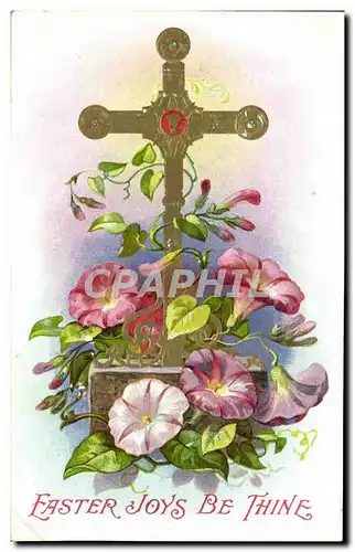 Cartes postales Fantaisie Fleurs Croix Paques