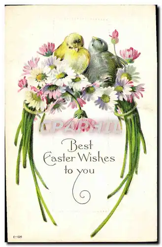 Cartes postales Fantaisie Fleurs oiseaux Paques