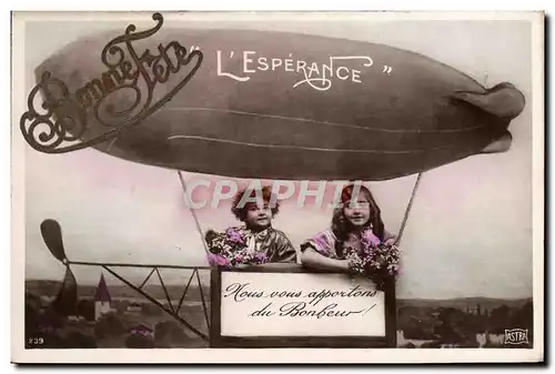 Ansichtskarte AK Fantaisie Enfants Dirigeale Zeppelin L&#39Esperance