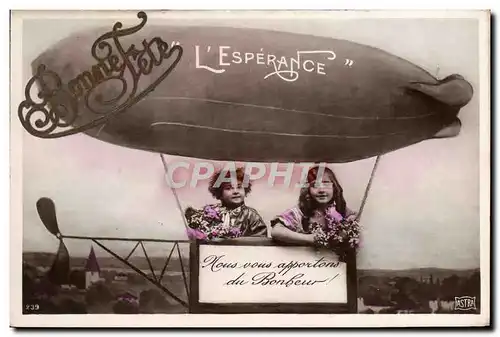 Cartes postales Fantaisie Enfants Dirigeale Zeppelin L&#39Esperance