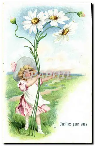 Cartes postales Fantaisie Enfant Fleurs