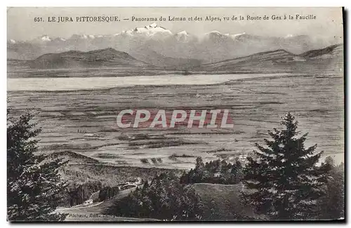 Cartes postales Le Jura Pittoresque Panorama Du Leman Et Des Alpes vu de la route de Gex a la Faucille