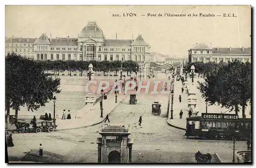 Cartes postales Lyon Pont de l&#39Universite et les Facultes Tramway Chocolat Menier