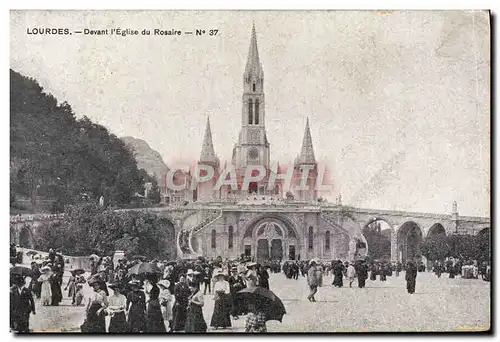 Ansichtskarte AK Lourdes Devant l&#39Eglise Du Rosaire