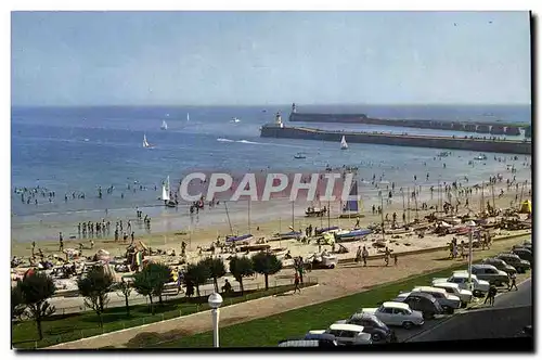 Moderne Karte Les Sables D&#39Olonne Entree du port vue de la Plage