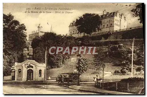 Cartes postales Pau Le nouveau Funiculaire Et La Montee De La Gare Hotel de France