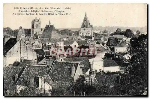 Cartes postales Dreux Vue Generale A Gauche l&#39eglise St Pierre et l&#39hospice Tour de l&#39ancien hotel de v