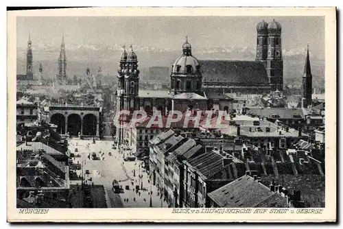 Cartes postales Munchen Blick Ludwigskirche Auf Stadt u Gebirge