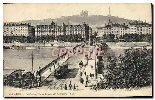 Cartes postales Lyon Pont La Fayette Et Coteau De Fourviere Tramway