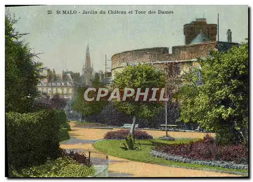 Ansichtskarte AK St Malo Jardin Du Chateau Et Tour Des Dames