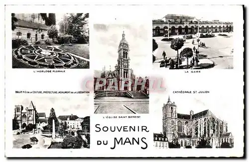 Cartes postales moderne Souvenir Du Mans Horloge florale La gare St Julien