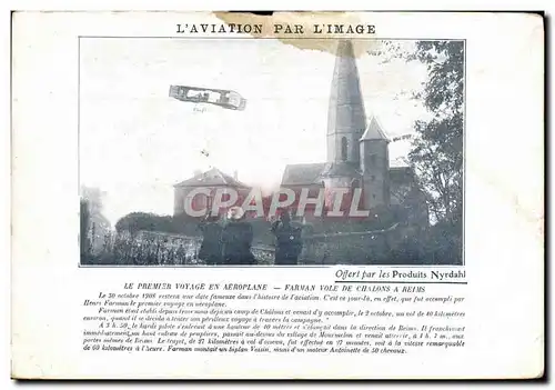 Cartes postales Aviation Avion Premier voyage an aeroplane Farman vole de Chalons a Reims