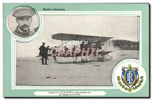 Ansichtskarte AK Aviation Avion Biplan Caudron Circuit europeen Juin Juillet 1911 le depart de Duval