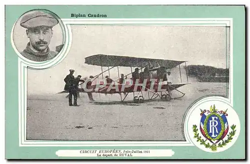 Cartes postales Aviation Avion Biplan Caudron Circuit europeen Juin Juillet 1911 le depart de Duval