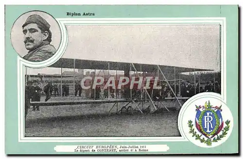 Ansichtskarte AK Aviation Avion Biplan Astra Circuit europeen Juin Juillet 1911 Le depart de Contenet arrivee 6em