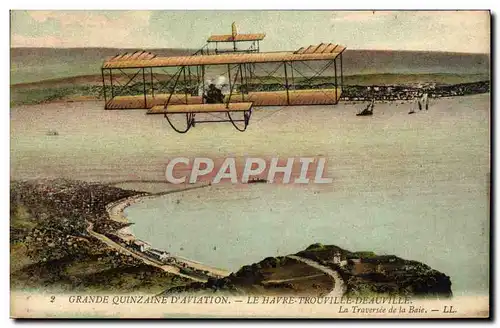 Ansichtskarte AK Aviation Avion Grande quinzaine d&#39aviation Le Havre Trouville Deauville La traversee de la ba