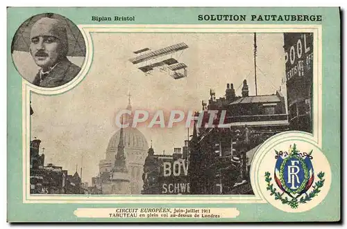 Cartes postales Aviation Avion Biplan Bristol Solution Pautauberge Circuit europeen Juin Juillet 1911 Tabuteau L