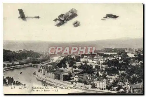 Cartes postales Aviation Avion Grande semaine d&#39aviation Vue sur la Saone