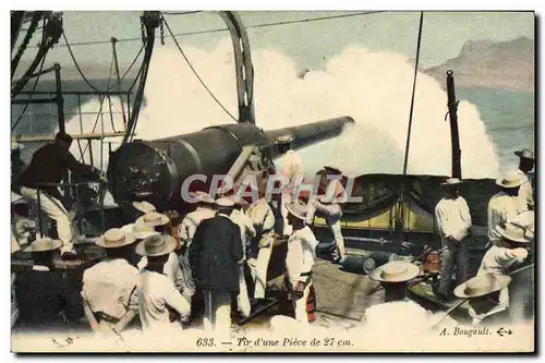 Cartes postales Bateau Guerre Tir d&#39une piece de 27 cm