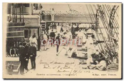 Cartes postales Bateau Guerre Exercice de canonnage Couronne