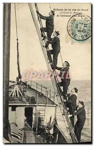 Cartes postales Bateau Guerre Scenes de la vie a bord a l&#39assaut des mats