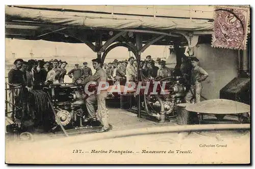 Cartes postales Bateau Guerre Manoeuvre du Treuil