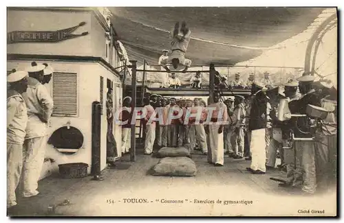 Cartes postales Bateau Guerre Toulon Couronne Exercice de gymnastique