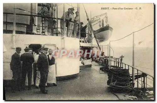 Ansichtskarte AK Bateau Guerre Brest Pont d&#39un croiseur