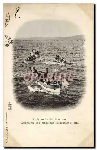 Cartes postales Bateau Guerre Marine francaise Compagnie de debarquement se rendant a terre