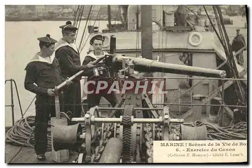 Ansichtskarte AK Bateau Guerre Scenes de la vie a bord Exercice du canon