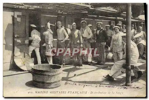 Cartes postales Bateau Guerre Marine militaire francaise Distribution de la soupe