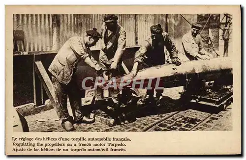 Cartes postales Bateau Guerre Le reglage des helices d&#39une torpille automobile francaise