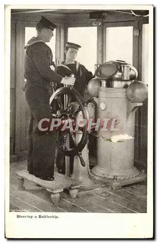 Cartes postales Bateau Guerre Steering a battleship