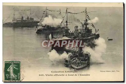 Ansichtskarte AK Bateau Guerre Visite officielle a bord de l&#39escadre