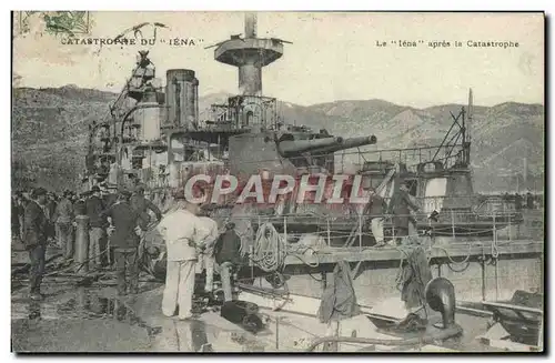 Cartes postales Bateau Guerre Le Iena apres la catastrophe