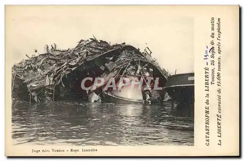 Ansichtskarte AK Bateau Guerre Catastrophe de la Liberte 1911 Toulon