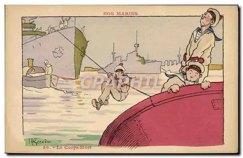 Cartes postales Illustrateur Gervese Nos marins Le corps mort