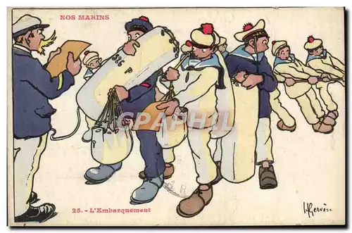 Cartes postales Illustrateur Gervese Nos marins L'embarquement